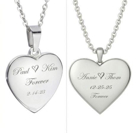 Handcrafted 925 Silver Personalized Heart Engraved Necklace